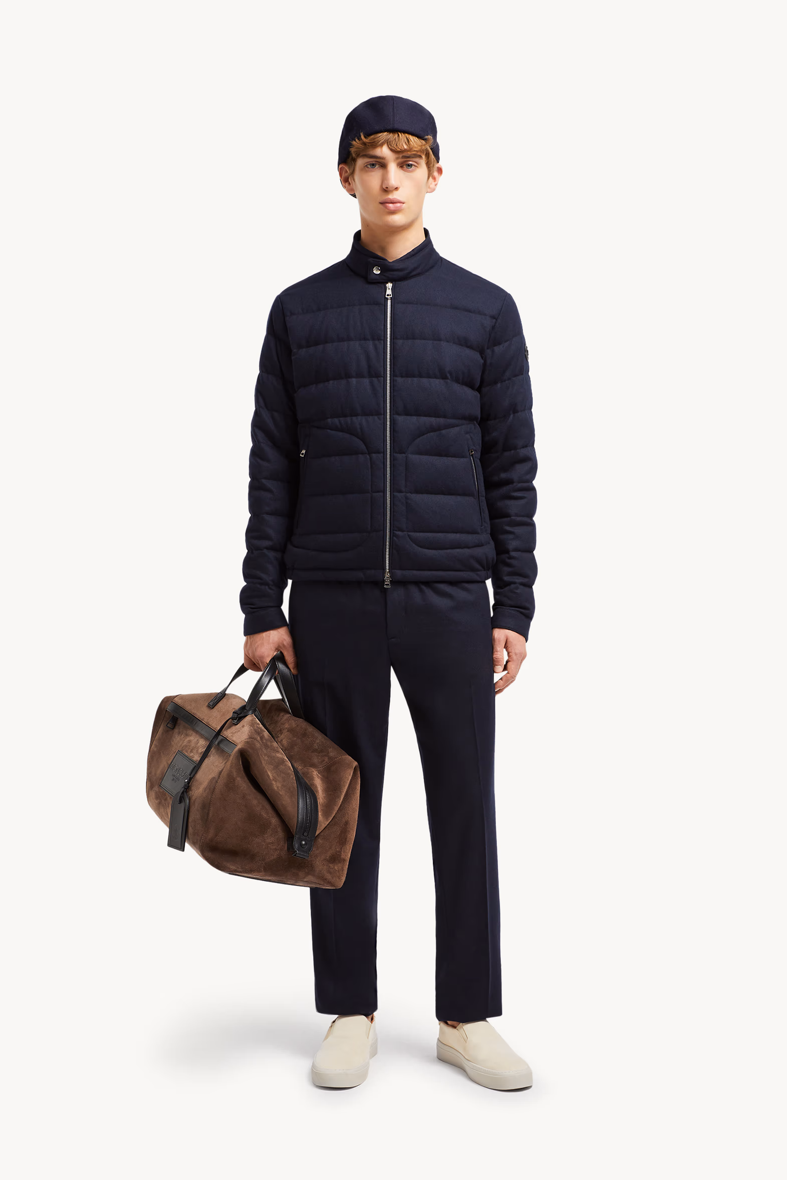 Plumífero corto de cachemira Acorus Hombre Azul marino Moncler 0
